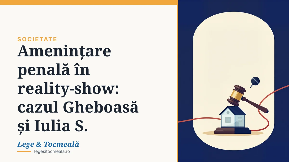Amenințare penală în reality-show: cazul Gheboasă și Iulia S.