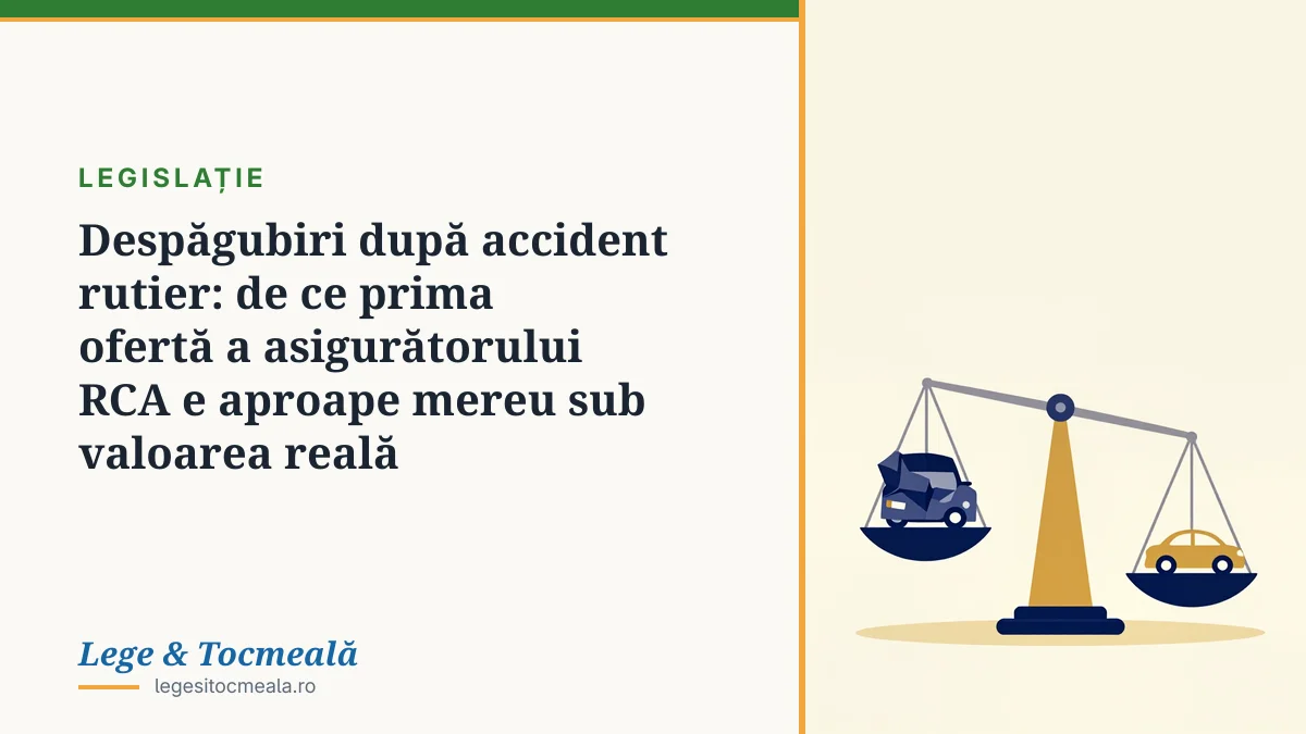 Despăgubiri după accident rutier: de ce prima ofertă a asigurătorului RCA e aproape mereu sub valoarea reală
